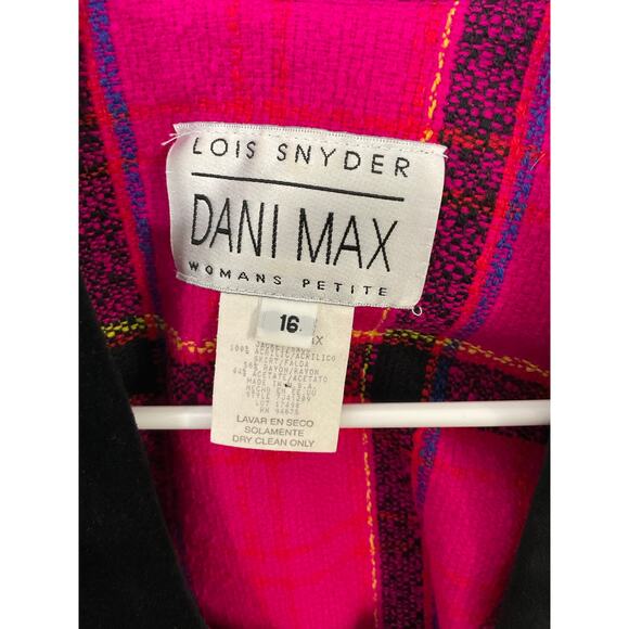 VTG 90s Blazer Plaid Hot Pink Blazer Lois Snyder Dani Max Sz16P X-Large Preppy - Picture 7 of 7